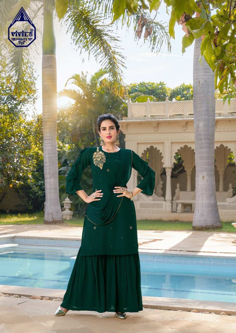 Rivaaz Vol 3 Designer Georgette Kurti With Pant Dupatta Set