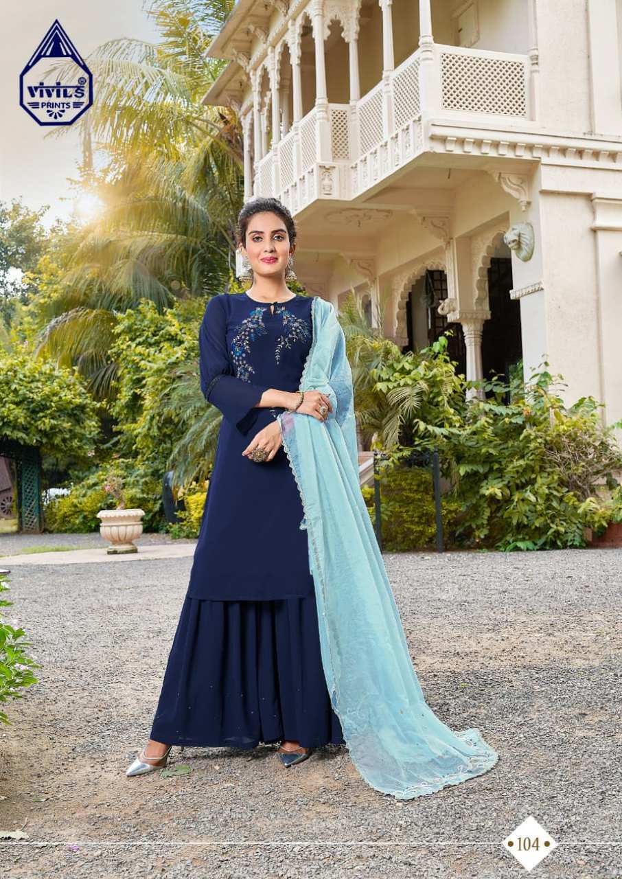 Rivaaz Vol 3 Designer Georgette Kurti With Pant Dupatta Set