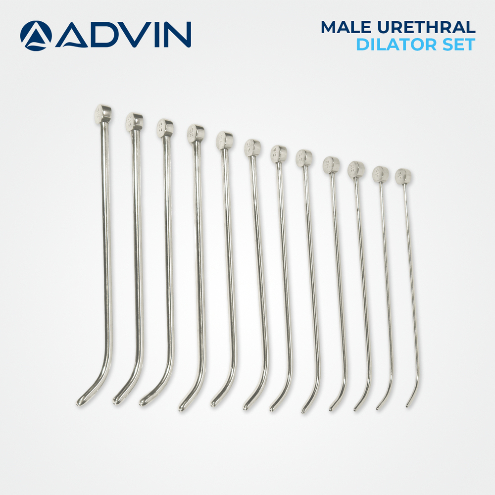 Male Urethral Dilator Set - Stainless Steel, 12 Dilators with Sizes 6/10 to 28/32 | Advanced Manual Operation, Real-Time Use, Portable Design