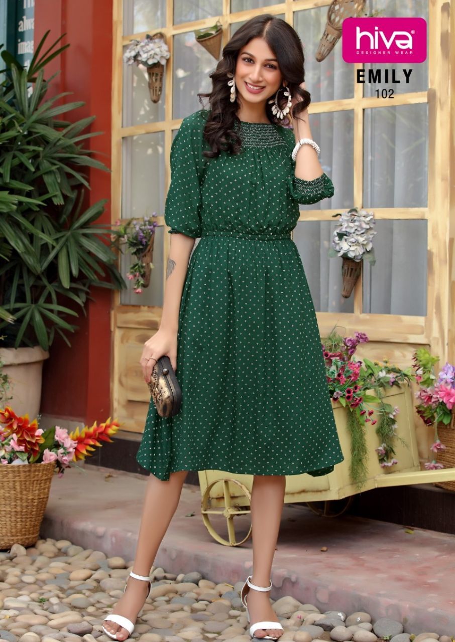 Emily Designer Rayon Women Kurti Catalogue Set