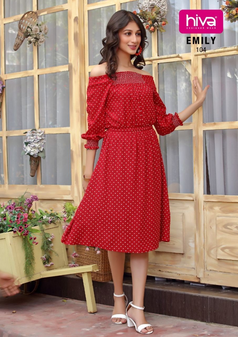 Emily Designer Rayon Women Kurti Catalogue Set