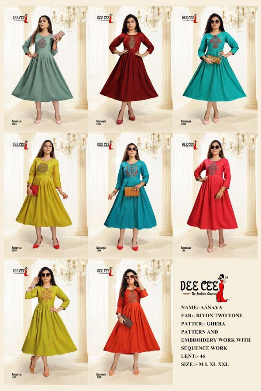 Aanaya Rayon Two Tone Kurti Catalogue Set