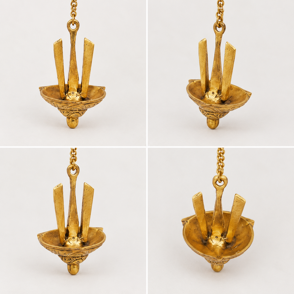Stunning brass metal hand made oil lamp