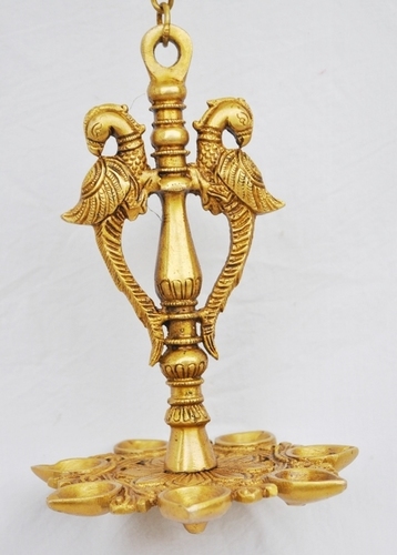 Beautiful decorative brass metal hand made oil lamp