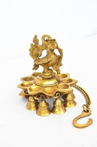 Polishing Handmade Brass Metal Lamp Peacock Design