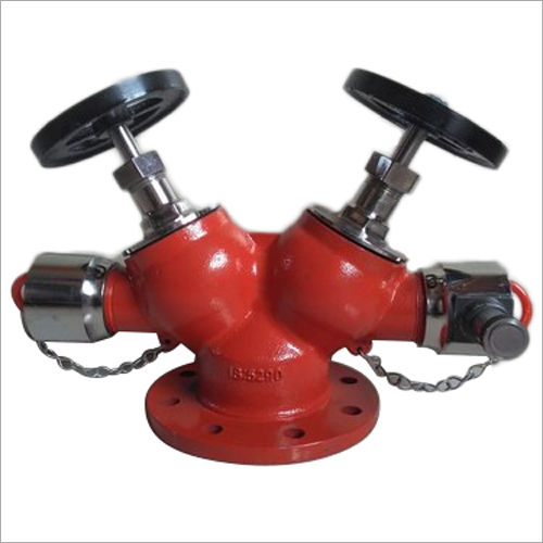 Double Headed Fire Hydrant Valve - Stainless Steel, 17 kg | Red Color, 12-Month Warranty, Ideal for Fire Fitting Systems