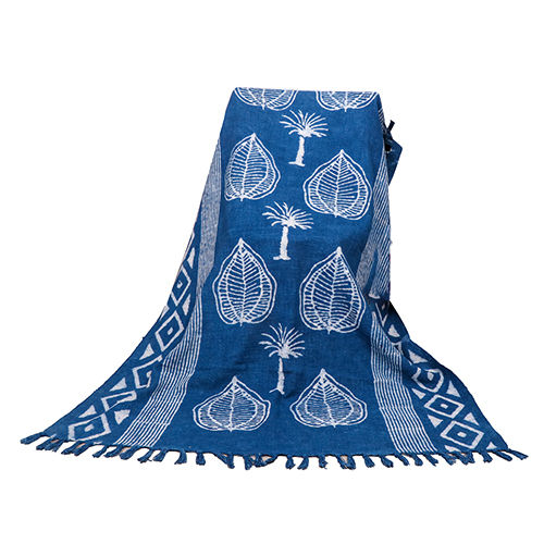 Indigo Block Printed Cotton Throw