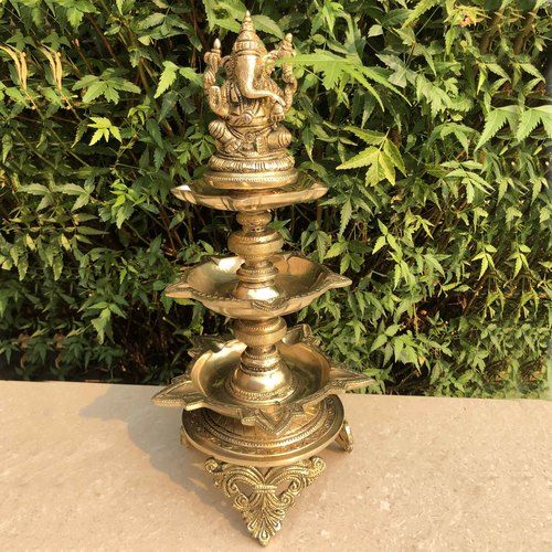 Ganesha figure brass metal Pooja ghar standing diya