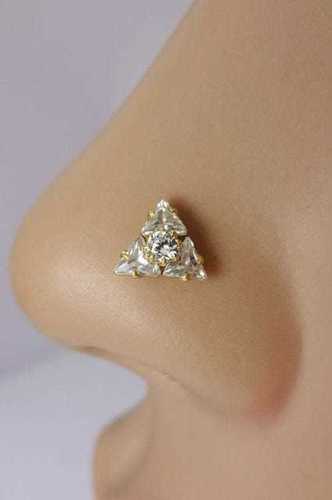 Triangle And Round  Diamond Nose Pin
