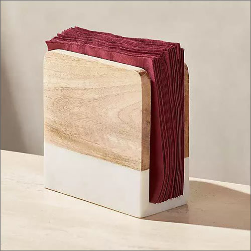 Wooden And Marble Napkin Paper Holder