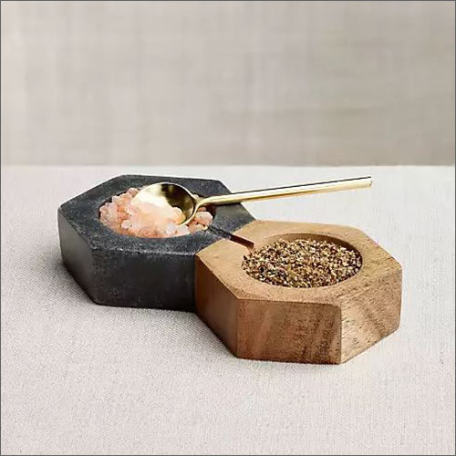 Marble And Wooden e Salt and Pepper Bowl