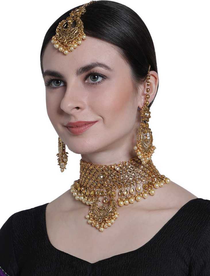 Jewellery Sets of women gold plated kundan wedding bridal necklace set