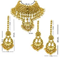 Jewellery Sets of women gold plated kundan wedding bridal necklace set