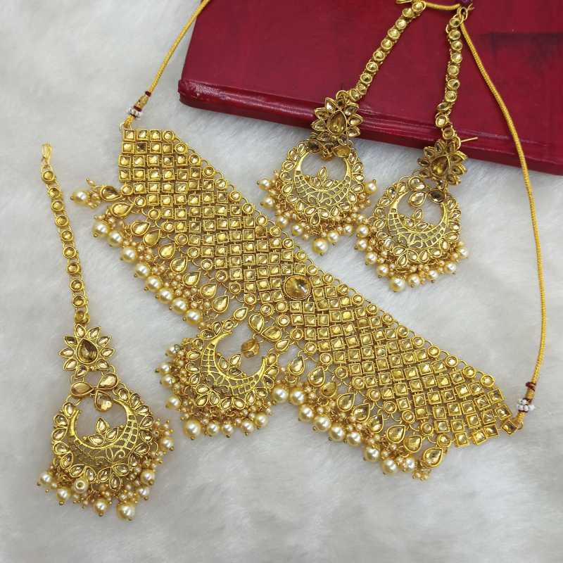 Jewellery Sets of women gold plated kundan wedding bridal necklace set