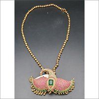Gold Bead Modern Pendant Necklace
