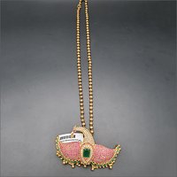 Gold Bead Modern Pendant Necklace