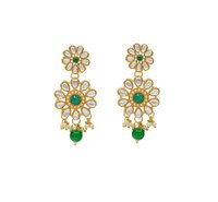 Traditional Gold Plated Green Necklace Set for Women