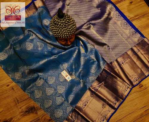 Rama Blue Kanjivaram Pure Silk Bridal Saree