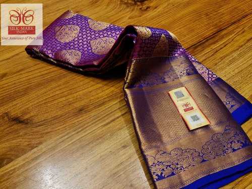 pure kanjivaram silk bridal with tissuse border