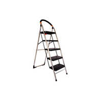 Folding Step Ladder - Stainless Steel, 5 Steps, Height 116.84 Cm, Silver Color | Customised Size, Industrial Use