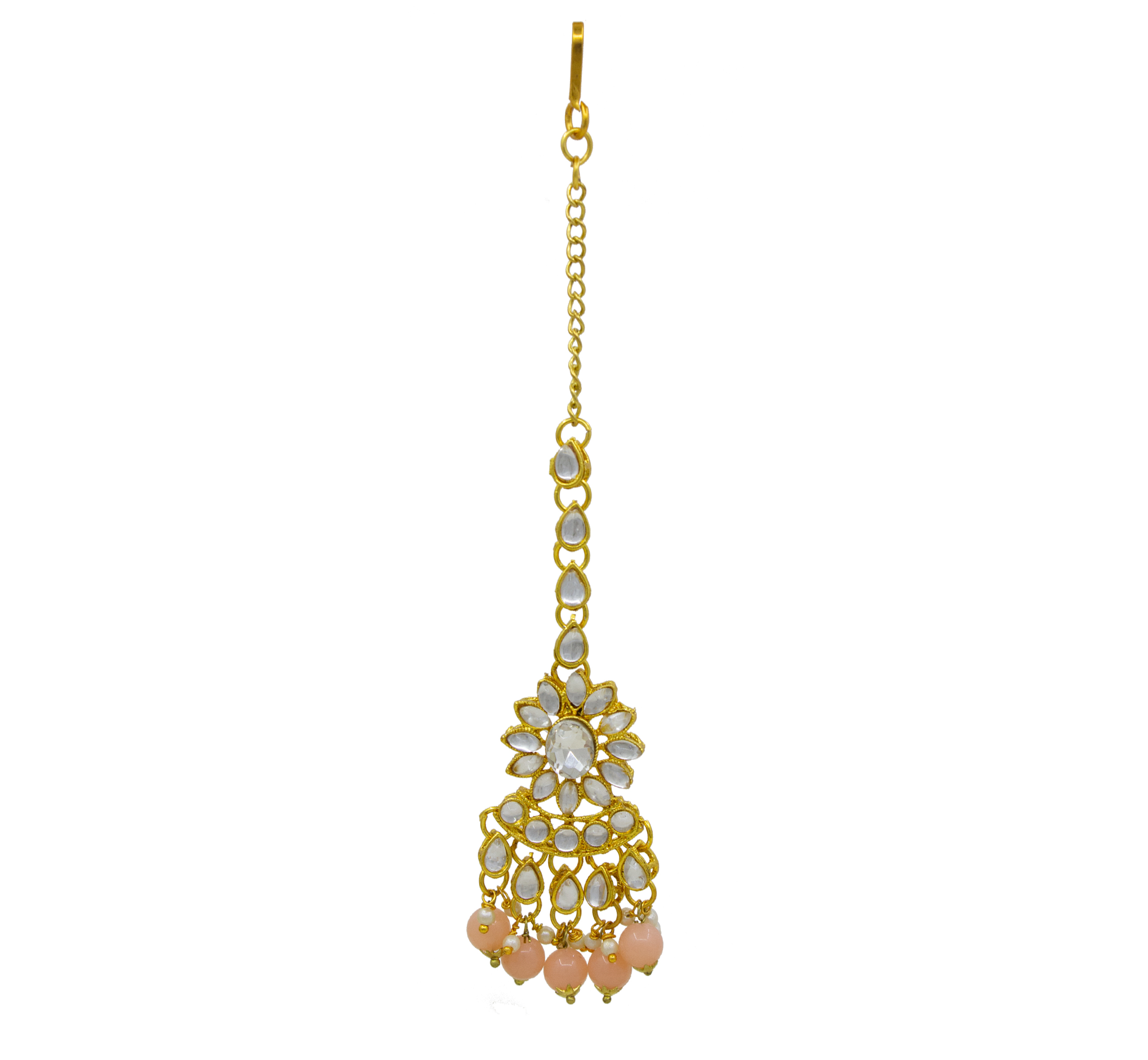 Traditional Indian Bridal Peach Kundan Choker Gold Plated Necklace Set
