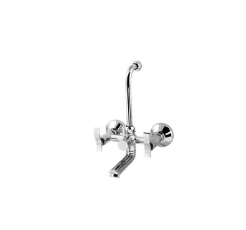Brass wall mixer with wall bend for arrangement for overhead shower
