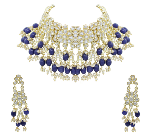 Wedding Collection Kundan Pearl Choker Necklace Set
