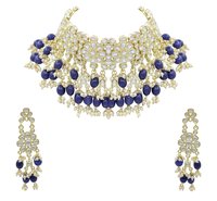 Wedding Collection Kundan Pearl Choker Necklace Set.