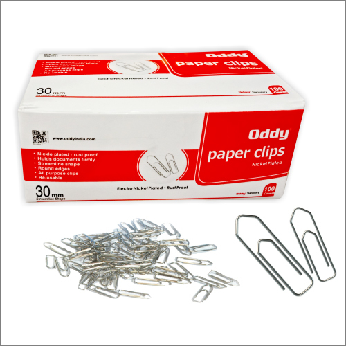 Oddy Paper Clips Streamlined Nickel Plated Rust Proof