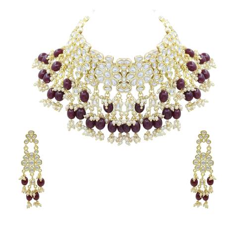 Wedding Collection Kundan Pearl Choker Necklace Jewellery Set