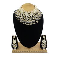 Wedding Collection Kundan Pearl Choker Necklace Set for Women