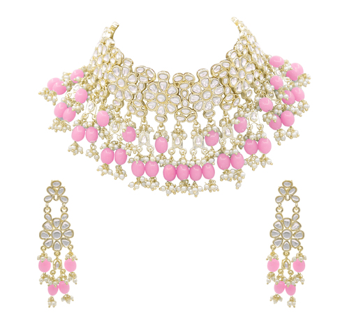 New Collection Kundan Pearl Choker Necklace Set for Women