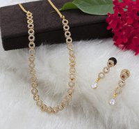Party Wear Collection American Diamond Brass Necklace Set