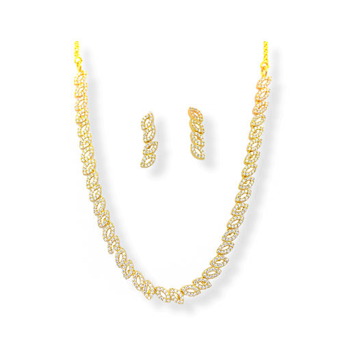 New Collection American Diamond Brass Necklace Set