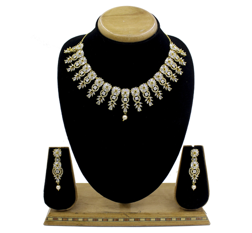 Revers AD Party wear Gold Necklace Set for Women