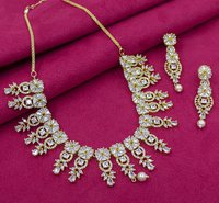 Revers AD Party wear Gold Necklace Set for Women