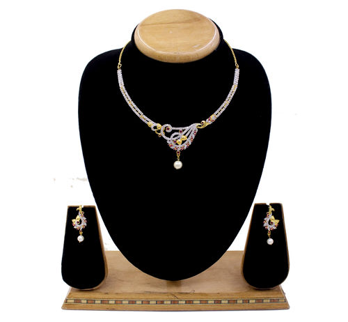 American Diamond Gold Plated Necklace Set For Women