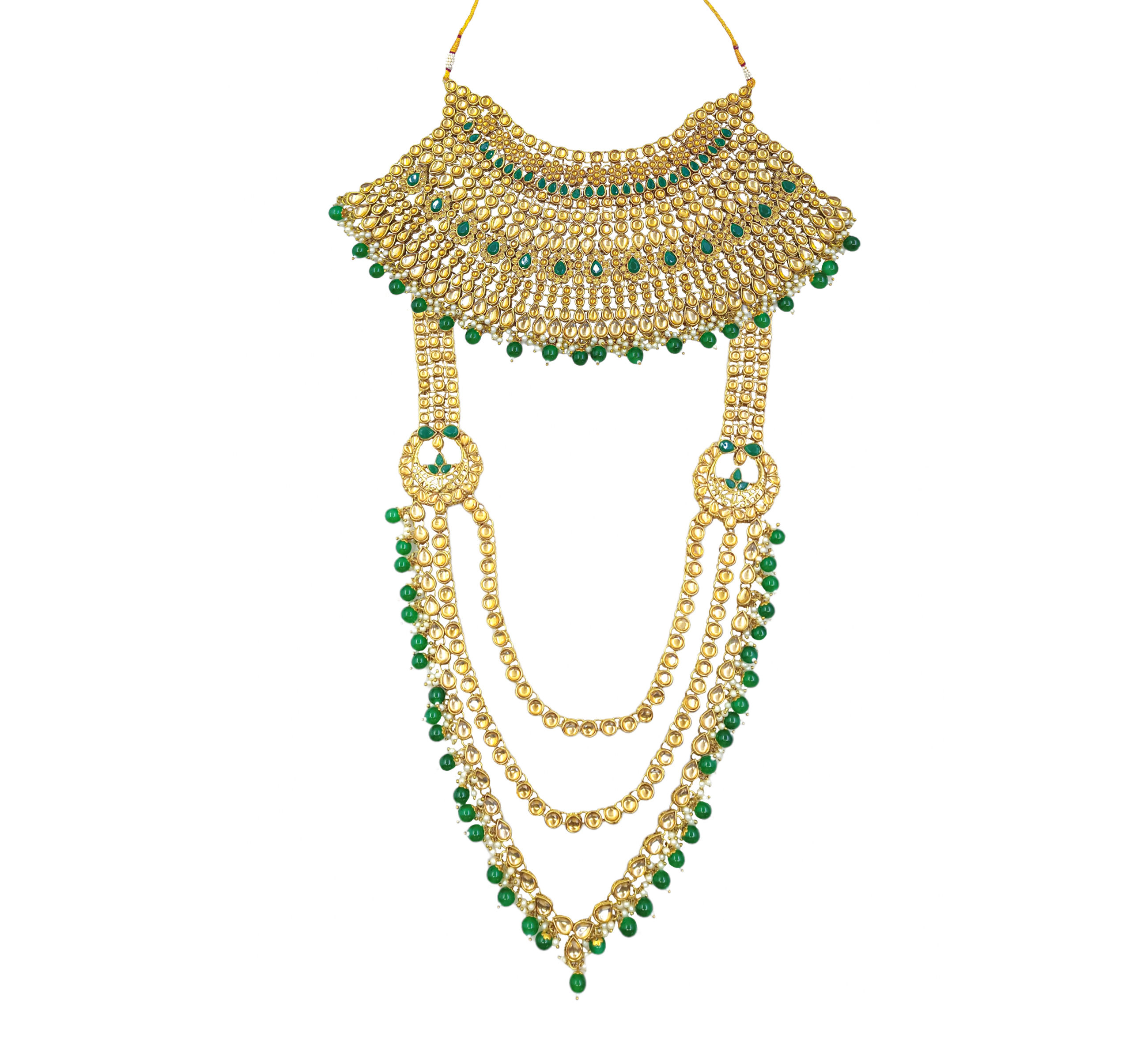 Indian Traditional Gold Plated Kundan Dulhan Bridal Jeweler Set with Choker Earrings Maang Tikka For Women