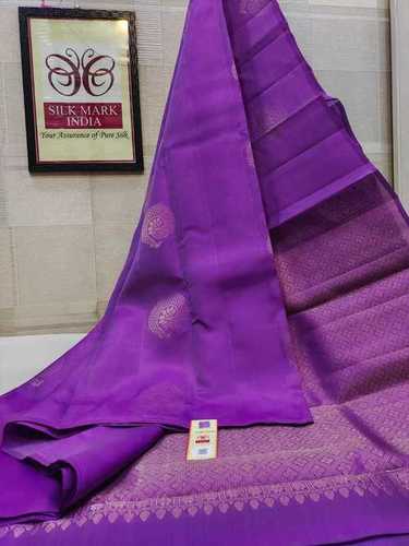 Purple Kanjivaram Soft Silk Handloom With Rich Pallu