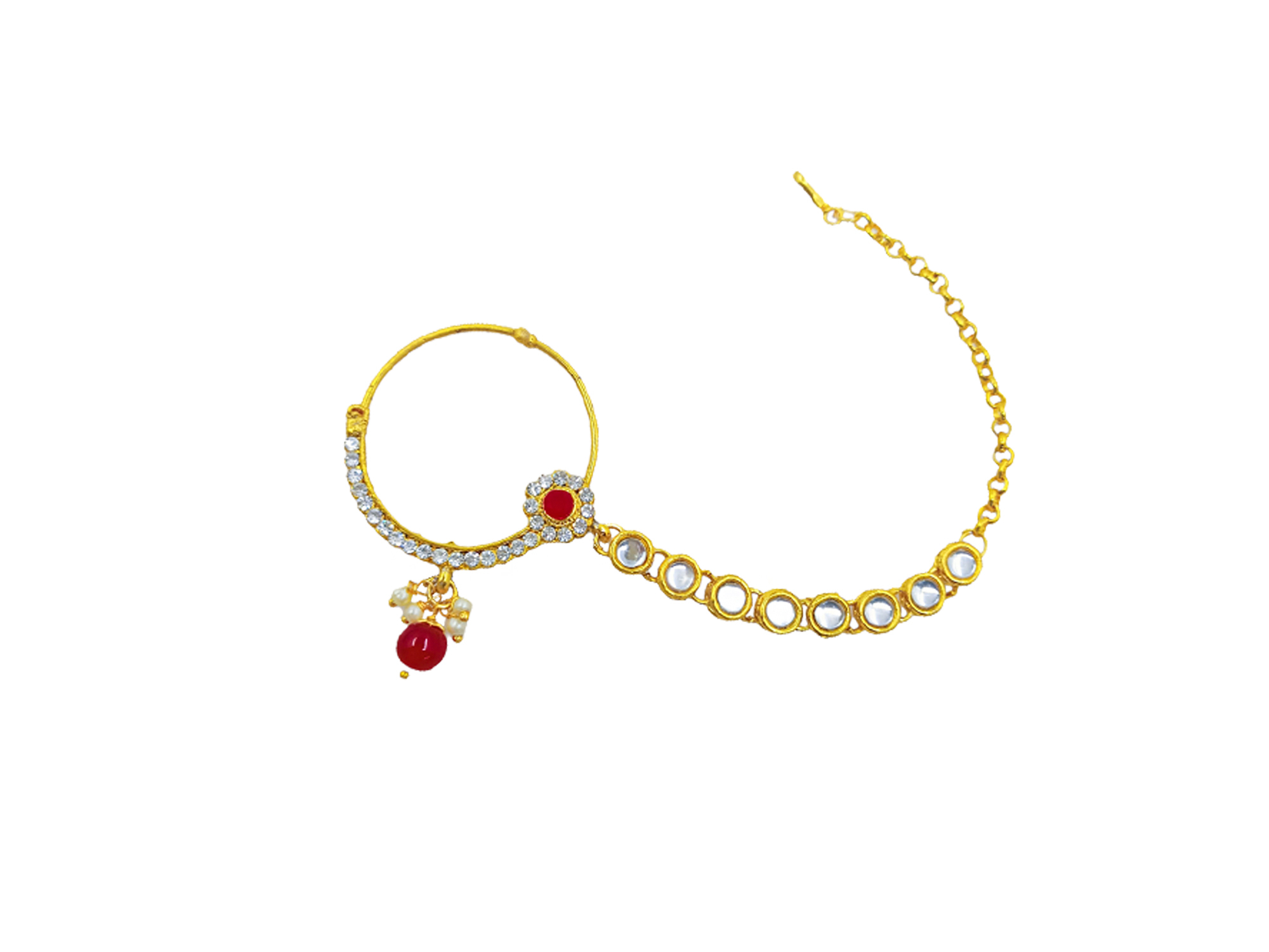 Traditional Gold Plated Kundan Dulhan Bridal Jeweler Set with Choker Earrings Maang Tikka.