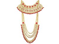 Traditional Gold Plated Kundan Dulhan Bridal Jeweler Set with Choker Earrings Maang Tikka.