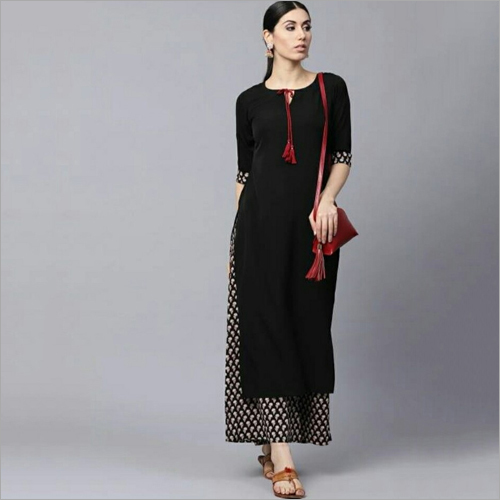 Women Kurti Palazzo Set - Trendy Cotton Blend , Washable & Versatile for All Seasons