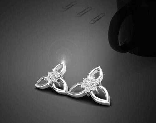 Real Diamond Flower Petal Earrings