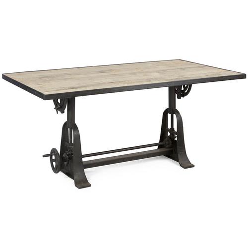 Gray Wooden Top Adjustable Industrial Crank Table