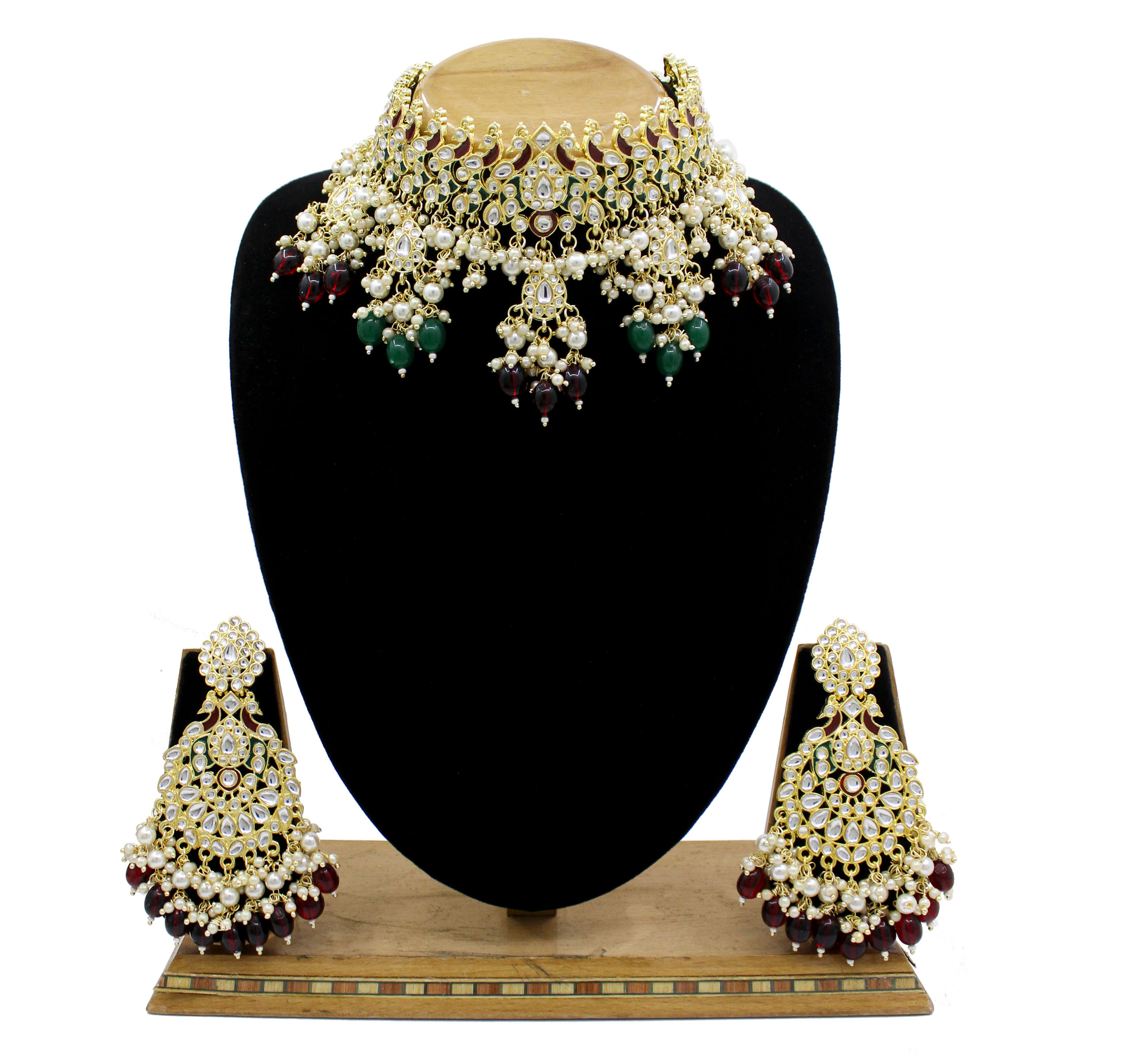 Peacock Design Kundan Gold Plated Wedding Jewellery Choker Necklace Set