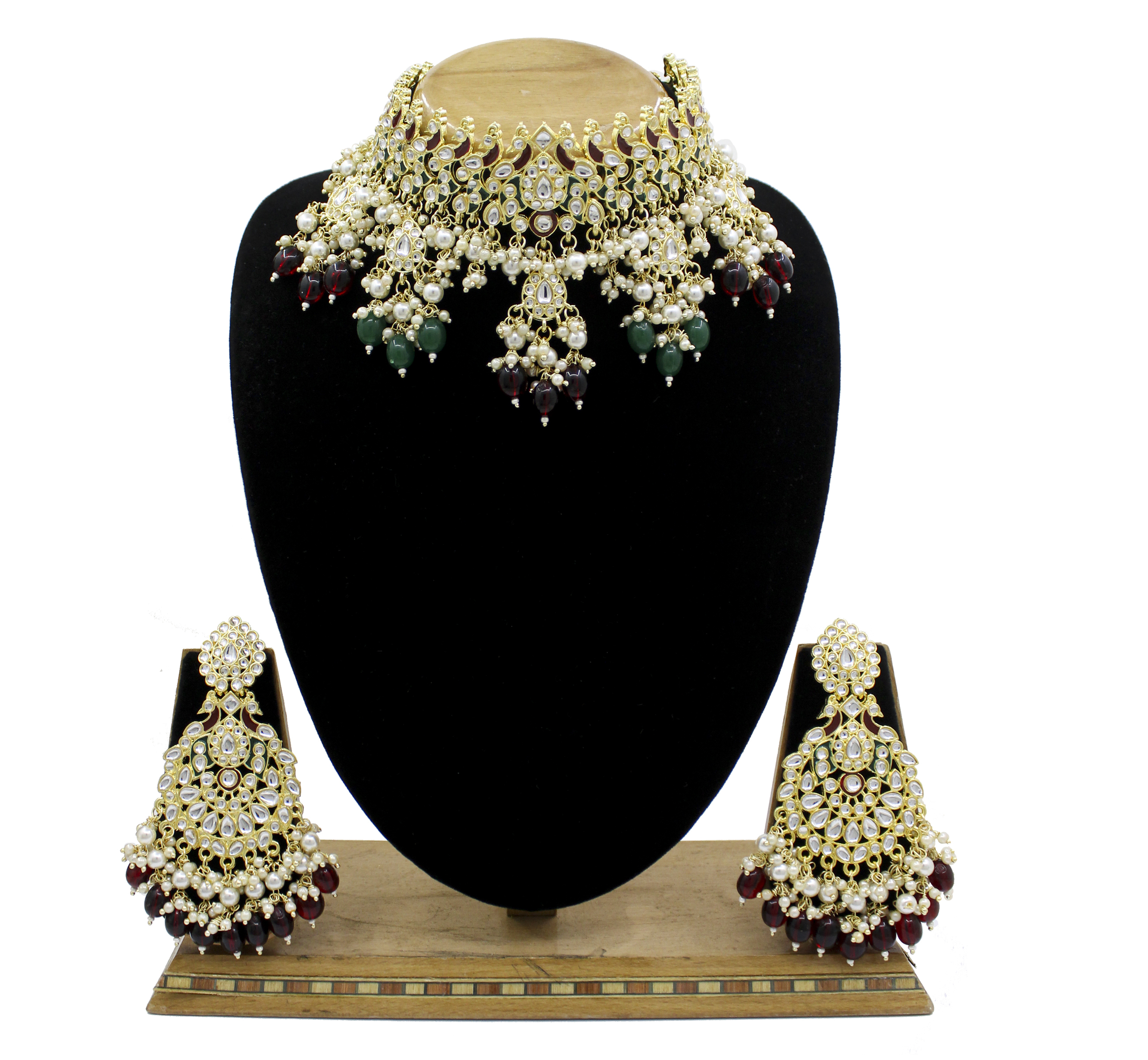 Peacock Design Kundan Gold plated Wedding Jewellery choker Necklace Set