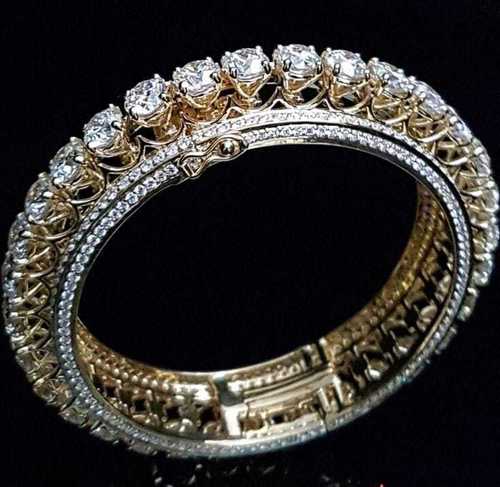 Real Diamonds Bridal Wear Diamond Studded Pacheli Bangles
