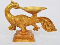 Polishing Decorative Brass Metal Peacock Shape Candle Stand/oil Lamp/aarti Diya
