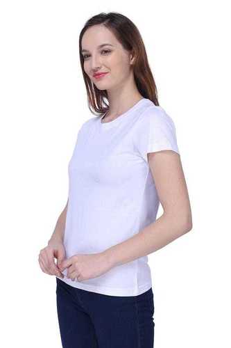 SEMANTIC WOMEN'S HALF SLEEVE WHITE COTTON T-SHIRT