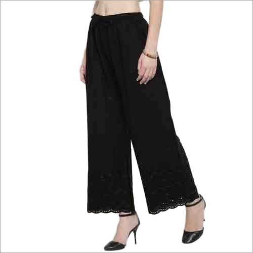 Rayon Half Chikan Palazzo - Premium 14 Kg Bombay Dying Rayon Fabric, Free Size 28-38 Waist, 39 Inches Length | Casual, Washable, All Season